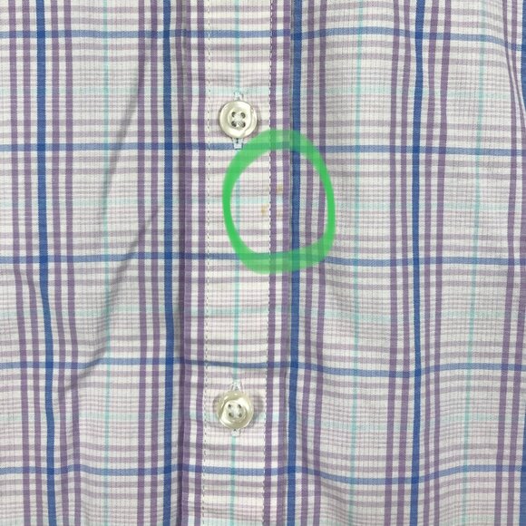 Izod Shirt Men's Medium Purple Plaid Button Down Long Sleeve Pocket Cotton Blend - Picture 8 of 14